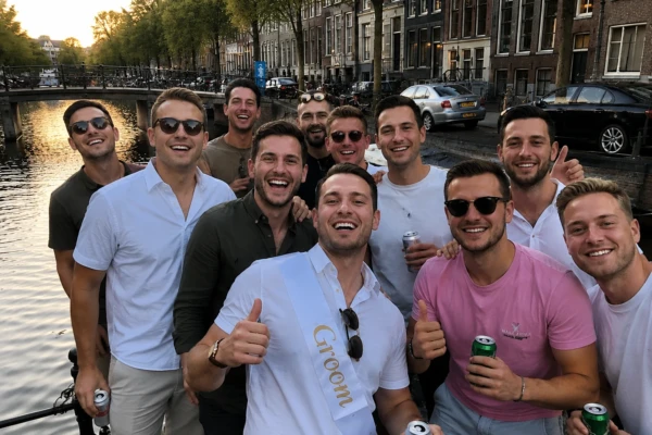 men at their stag party in amsterdam